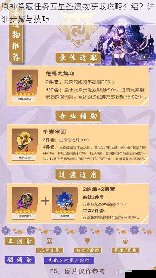 原神隐藏任务五星圣遗物获取攻略介绍?详细步骤与技巧