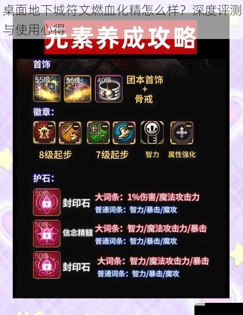 桌面地下城符文燃血化精怎么样?深度评测与使用心得