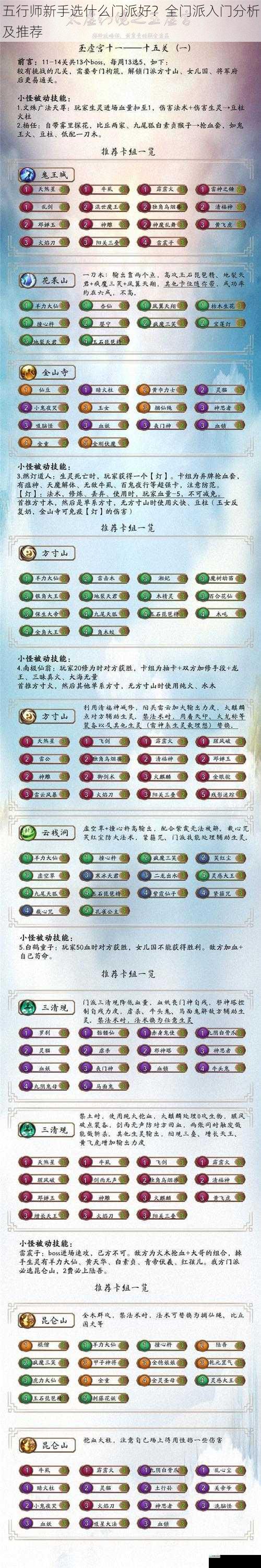 五行师新手选什么门派好?全门派入门分析及推荐