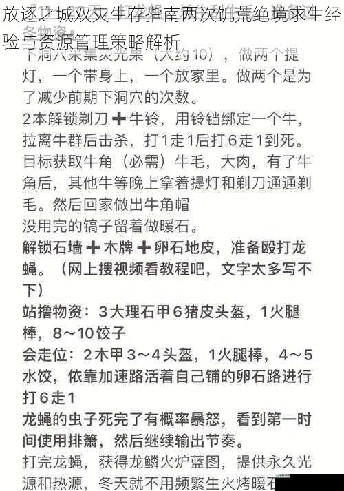 放逐之城双灾生存指南两次饥荒绝境求生经验与资源管理策略解析