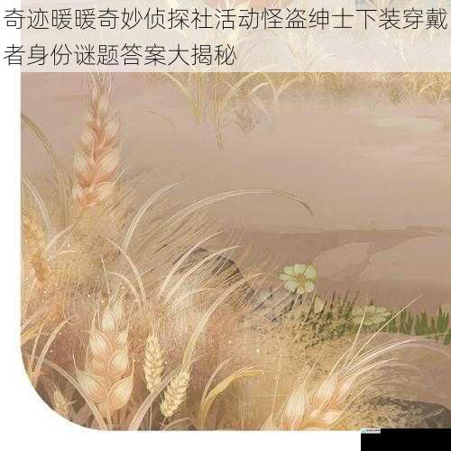 奇迹暖暖奇妙侦探社活动怪盗绅士下装穿戴者身份谜题答案大揭秘