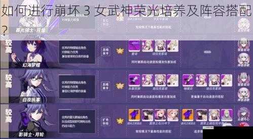 如何进行崩坏 3 女武神荣光培养及阵容搭配?