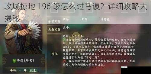 攻城掠地 196 级怎么过马谡?详细攻略大揭秘