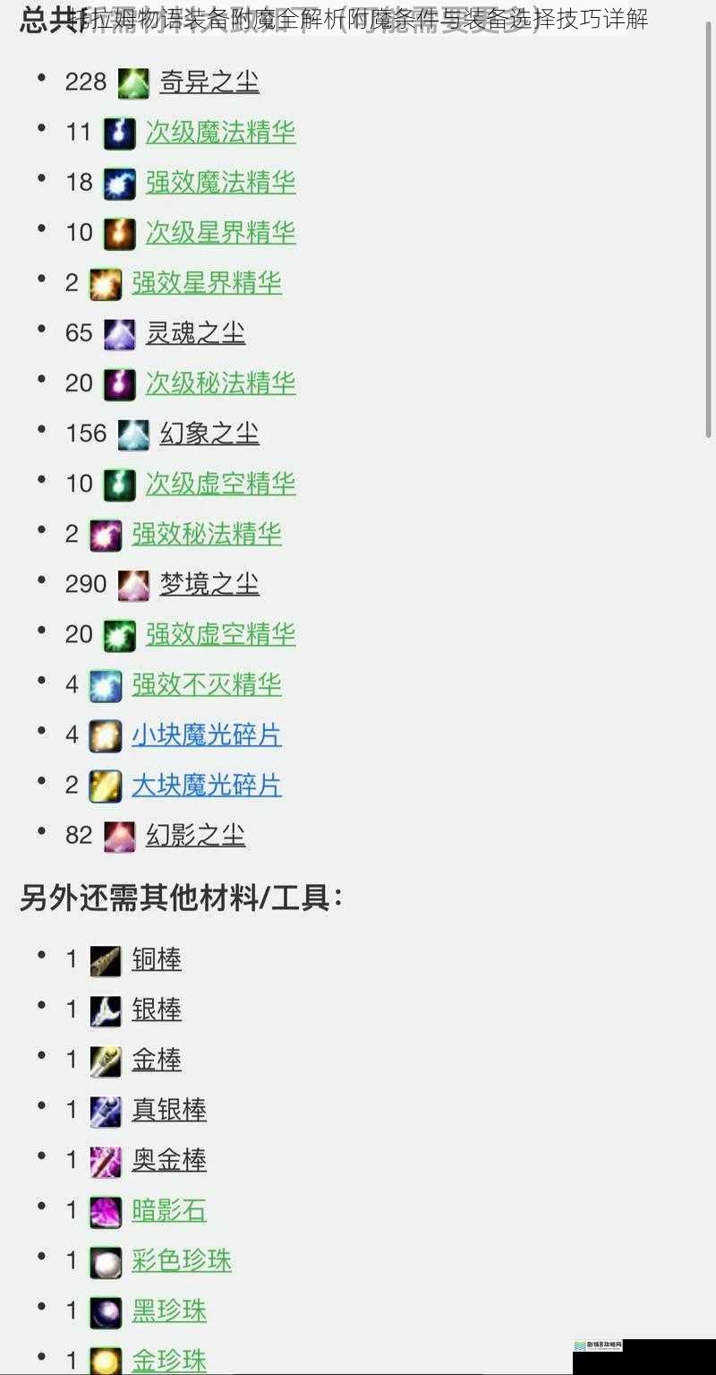 托拉姆物语装备附魔全解析附魔条件与装备选择技巧详解