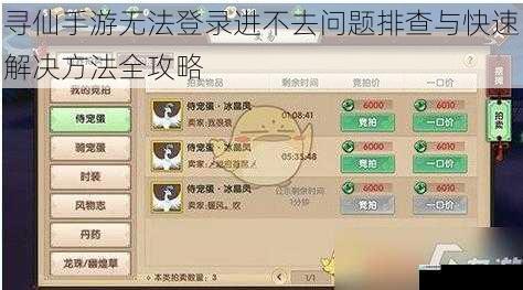 寻仙手游无法登录进不去问题排查与快速解决方法全攻略