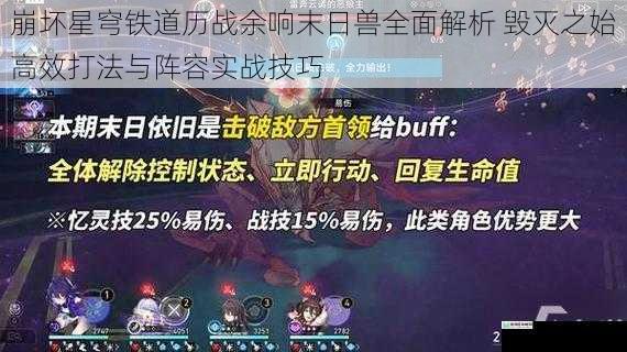 崩坏星穹铁道历战余响末日兽全面解析 毁灭之始高效打法与阵容实战技巧