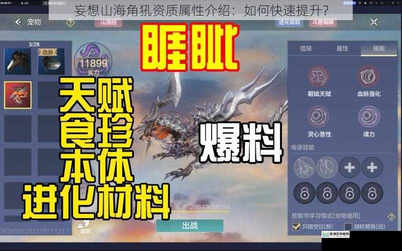 妄想山海角犼资质属性介绍：如何快速提升？