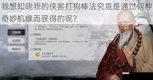 我想知晓我的侠客打狗棒法究竟是通过何种奇妙机缘而获得的呢？