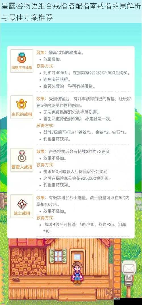 星露谷物语组合戒指搭配指南戒指效果解析与最佳方案推荐