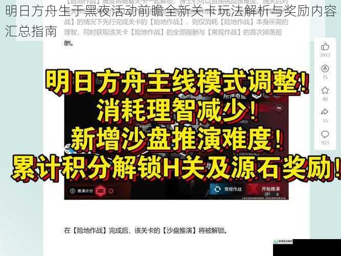 明日方舟生于黑夜活动前瞻全新关卡玩法解析与奖励内容汇总指南