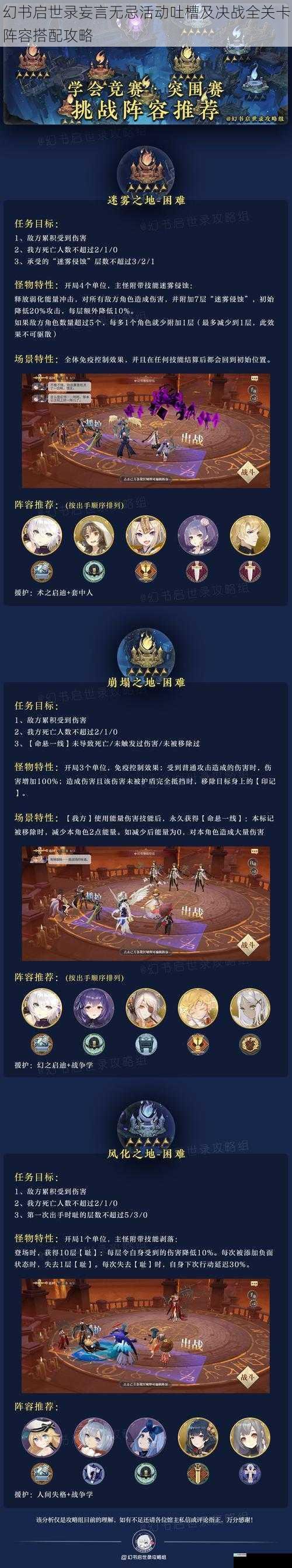 幻书启世录妄言无忌活动吐槽及决战全关卡阵容搭配攻略