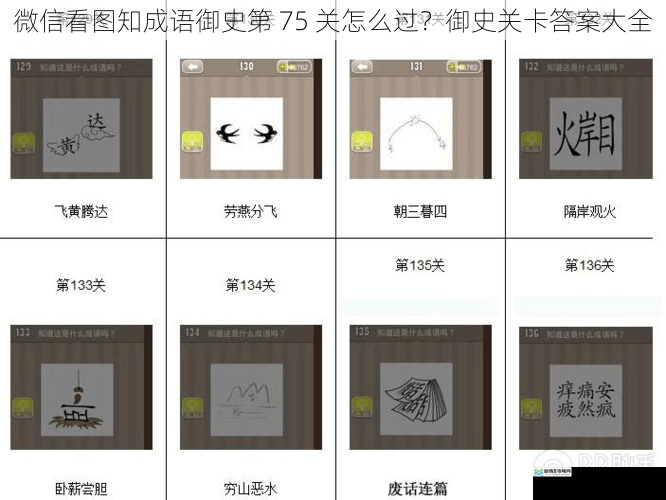 微信看图知成语御史第 75 关怎么过？御史关卡答案大全