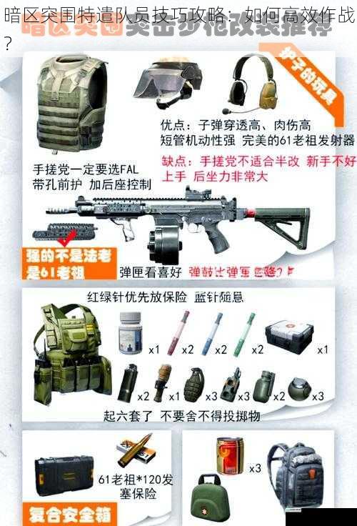 暗区突围特遣队员技巧攻略：如何高效作战？