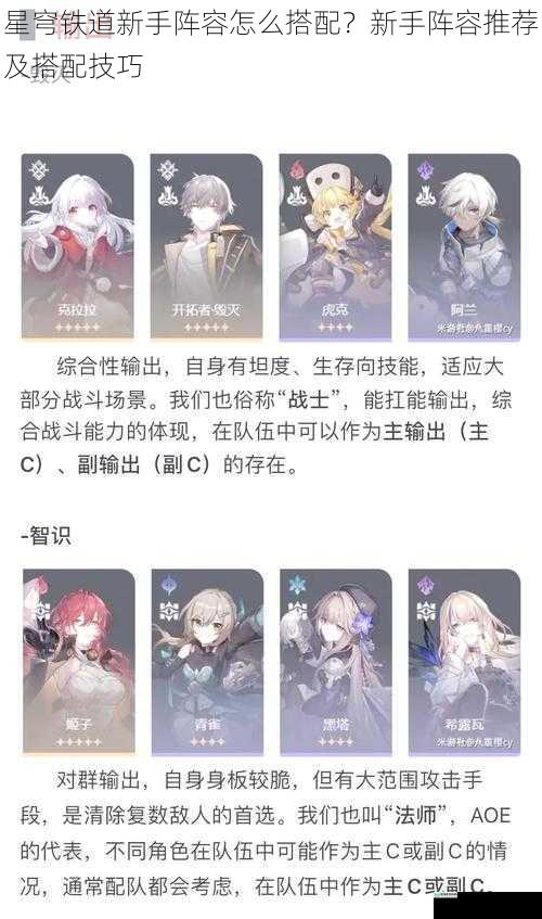 星穹铁道新手阵容怎么搭配？新手阵容推荐及搭配技巧