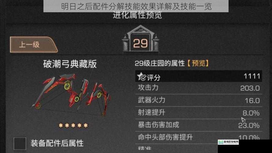 明日之后配件分解技能效果详解及技能一览