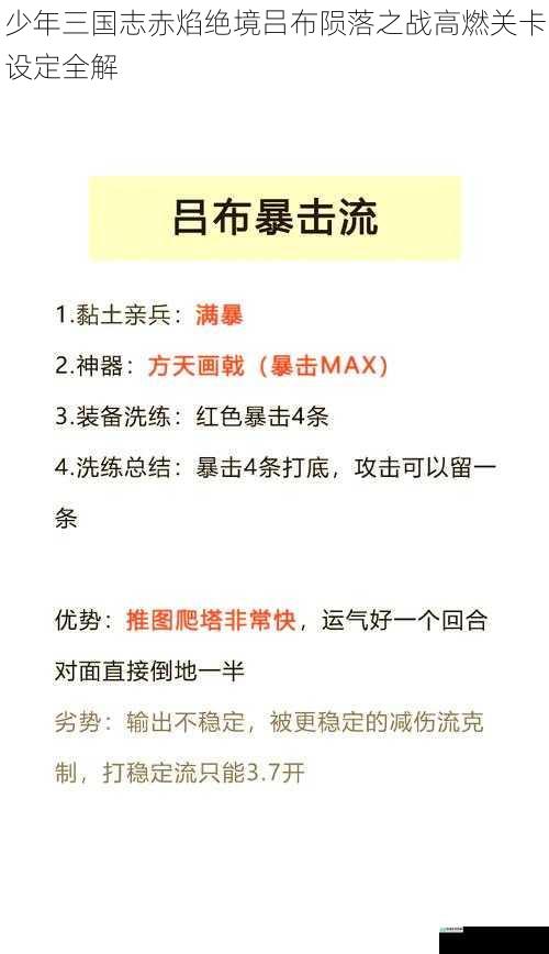少年三国志赤焰绝境吕布陨落之战高燃关卡设定全解